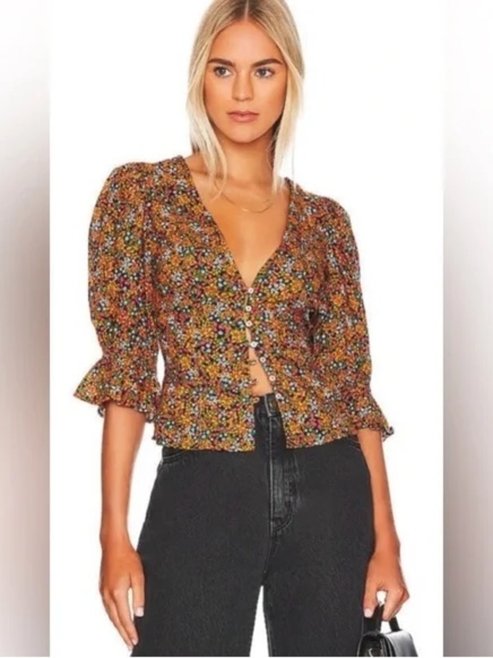 Free People I Found You Multi Floral Print Blouse - Picture 2 of 5